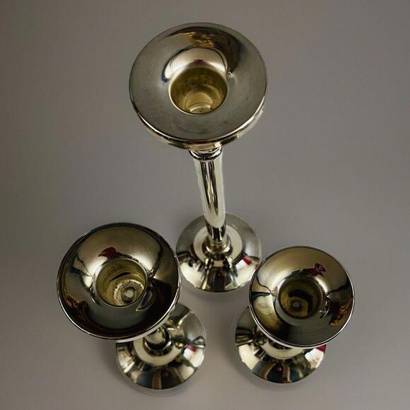 ❤️SOLD❤️Vintage Godinger Silver  Candle Holders Graduated Height Set Of 3 - Picture 3 of 4